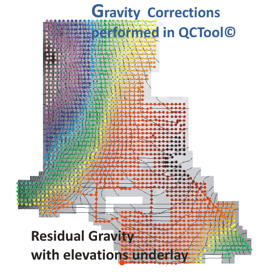 Gravity corrections in QCTool, Residual Gravity with elevations underlay